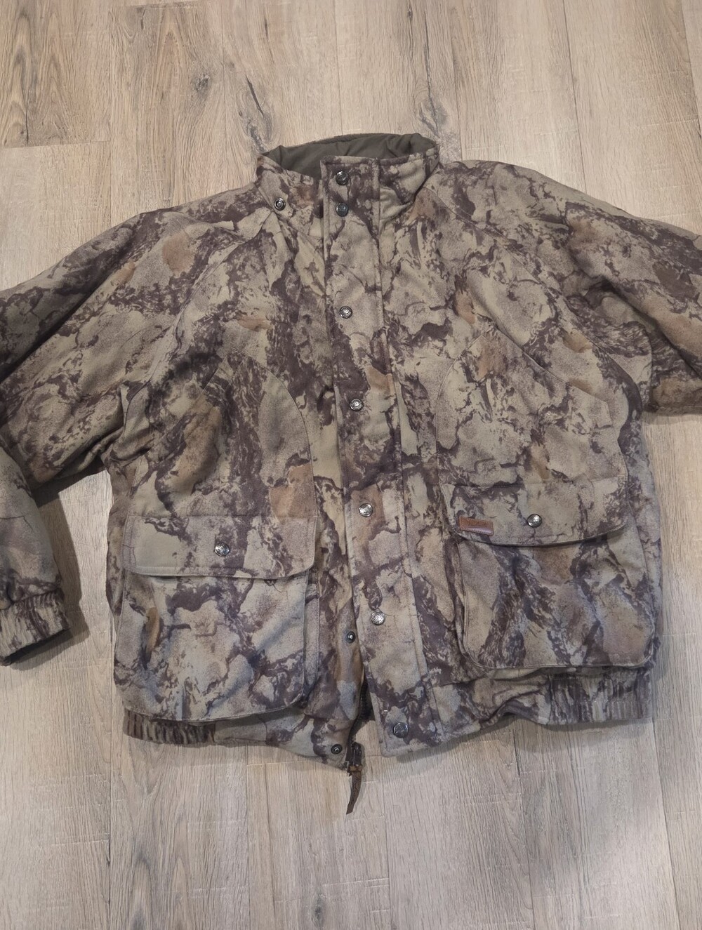 Y2K Woolrich Outdoor Guide Collection Lg Camo Reversible Hunting Bomber Coat